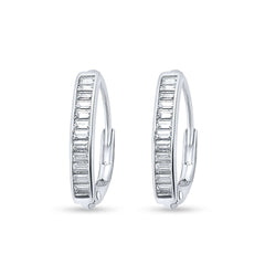 Linéa Luxe 925 Sterling Silver Baguette CZ Huggie Earrings