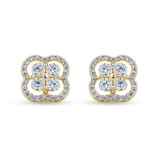 Nipura 925 Sterling Silver Elegant Floral gold plated Stud Earrings