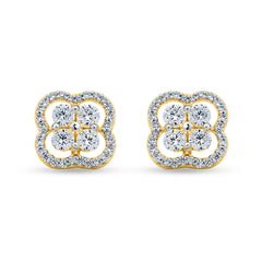 Elegant Floral gold plated 925 Sterling Silver Stud Earrings