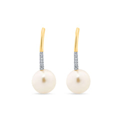 Classic Pearl Drop Earrings in 925 Sterling Silver with CZ Accents