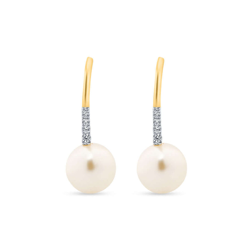 Nipura 925 Classic Pearl Drop Earrings in Sterling Silver with CZ Accents