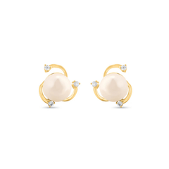 Petal Pearl 925 Sterling Silver Earrings with Crystals – Elegant Floral Jewelry, Perfect for Work & Everyday Wear