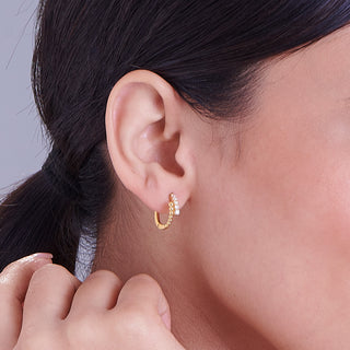 Nipura 925 Sterling Silver Zircon stone Stellar Dainty Hoop Earrings