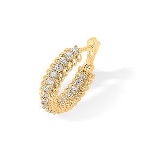 Nipura 925  Sterling Silver cubic zircon leaf shape Hoop Earrings