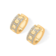 Wide Hoop 925 Sterling Silver earrings with Cubic Zircon Stones