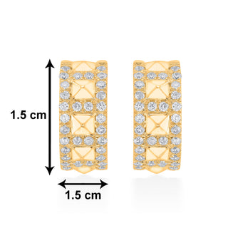 Nipura 925 Sterling Silver Wide Hoop earrings with cubic zircon stone