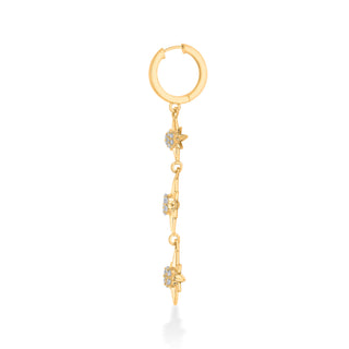 Nipura 925 Sterling Silver 3-Star CZ Stone Studded Hoop Earrings