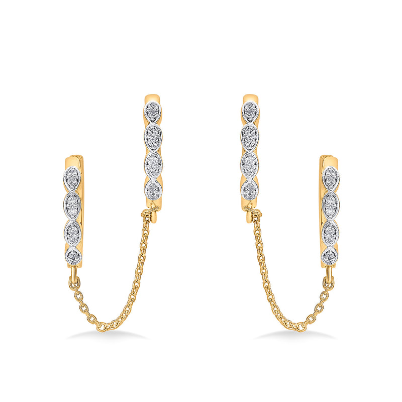 Nipura 925 Sterling Silver CZ Stone Studded Hoop Earrings with Chain Connector