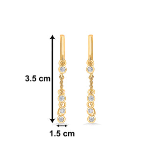Nipura 925 Sterling Silver CZ Stone Studded Step-by-Step Chain Hoop Earrings
