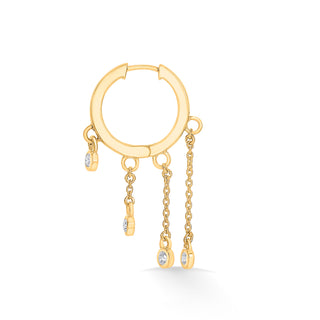 Nipura 925 Sterling Silver CZ Stone Studded Step-by-Step Chain Hoop Earrings