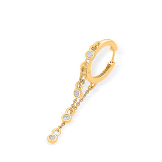 Nipura 925 Sterling Silver CZ Stone Studded Step-by-Step Chain Hoop Earrings