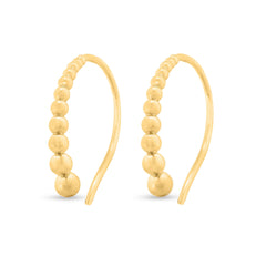 Golden Beaded 925 Sterling Silver Hoop Earrings – Stylish Textured Hoops for Women, Perfect Gift.