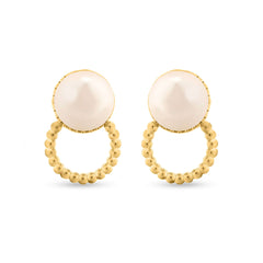 Twisted Golden Pearl Hoop 925 Sterling Silver Earrings | Textured Silver Earrings with Pearls