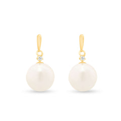 Lustrous Pearl 925 Sterling Silver Drop Earrings with Gold-Tone Finish