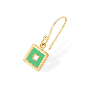 Nipura 925 Sterling Silver Green Squares Drop Earrings- Golden