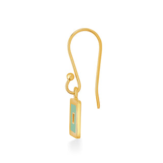 Nipura 925 Sterling Silver Green Squares Drop Earrings- Golden