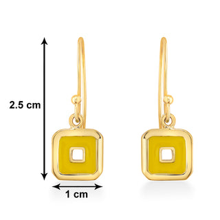 Nipura 925 Sterling Silver Yellow Squares Drop Earrings- Golden