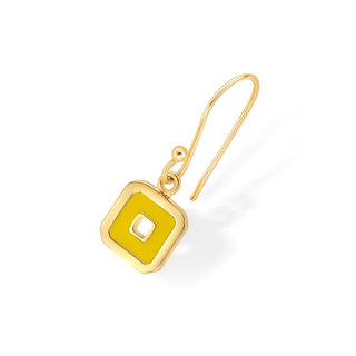 Nipura 925 Sterling Silver Yellow Squares Drop Earrings- Golden