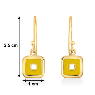 Nipura 925 Sterling Silver Yellow Squares- Golden Necklace and Earrings Set