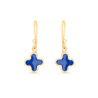 Nipura 925 Sterling Silver Blue Clover Drop Earrings- Golden