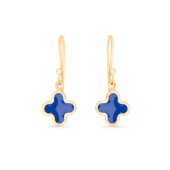 Nipura 925 Sterling Silver Blue Clover Drop Earrings- Golden