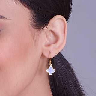 Nipura 925 Sterling Silver Blue Clover Drop Earrings- Golden