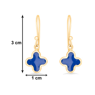 Nipura 925 Sterling Silver Blue Clover Drop Earrings- Golden