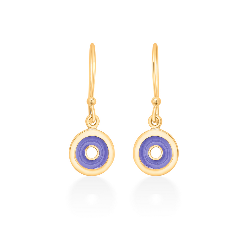 Nipura 925 Sterling Silver Purple Circles Drop Earrings- Golden