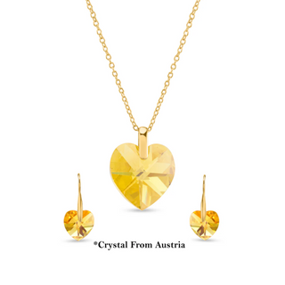 Nipura Certified 925 Sterling Silver Elegant Golden Shadow Austrian Crystal Heart Drop Earrings – Lifetime Guaranteed, Skin-Friendly & Tarnish-Resistant - Crystals from Austria