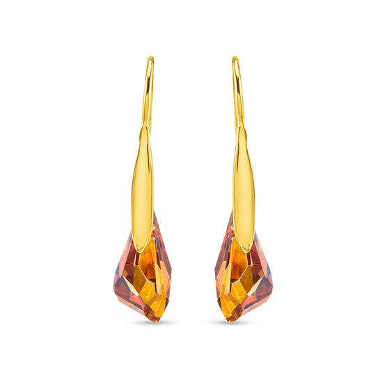 Citrine Austrian Crystal Drop Earrings – Gold Plated 925 Silver | Nipura