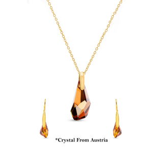 Nipura Certified 925 Sterling Silver Austrian Crystal Teardrop Pendant Earrings Set