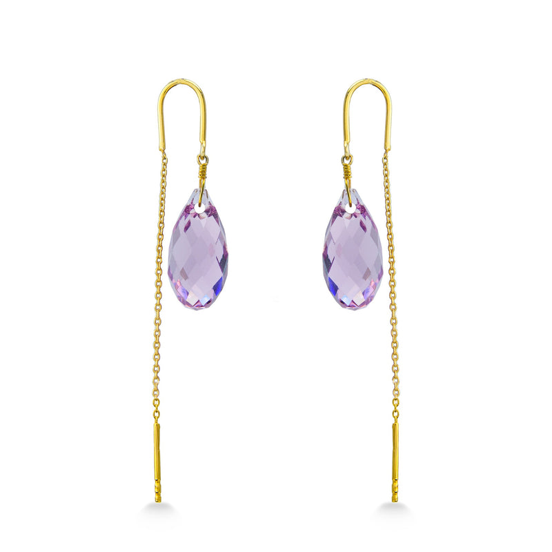 Nipura 925 Sterling Silver Gold-Plated Austrian Crystal Sui Dhaga Earrings