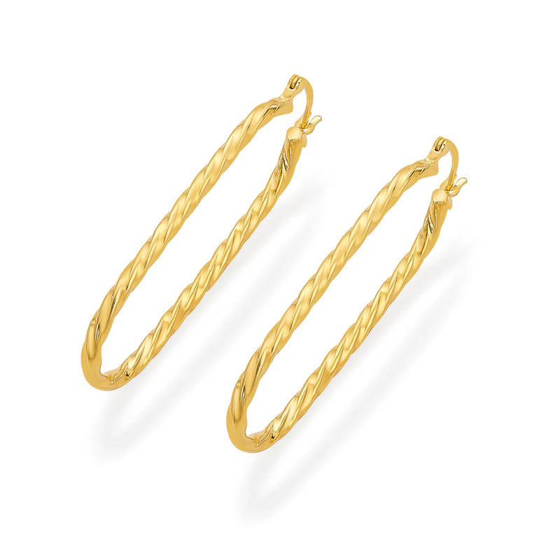 Nipura 925 Sterling Silver Golden Twisted Oval Hoop Earrings
