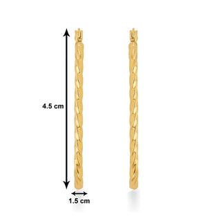 Nipura 925 Sterling Silver Golden Twisted Oval Hoop Earrings