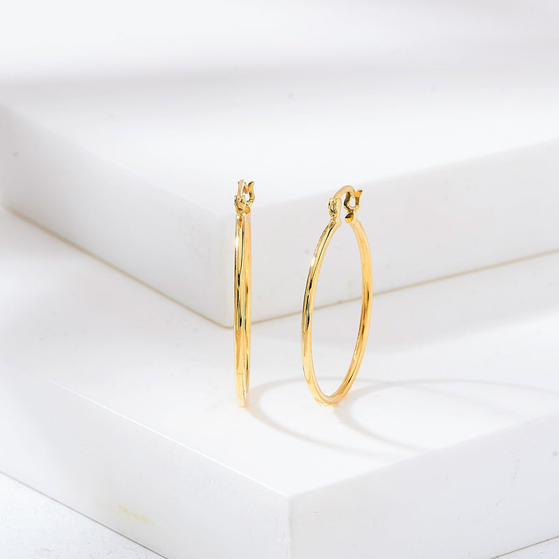 Nipura 925 Sterling Silver Golden Luminous Hoop Earrings- Small