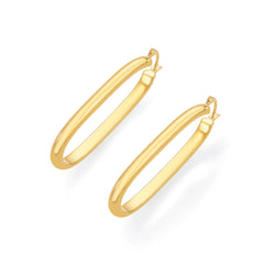 Oval Medium Size Golden Hoop 925 Sterling Silver Earrings