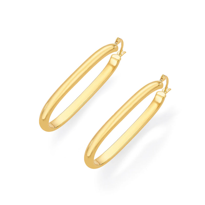 Nipura 925 Sterling Silver Golden Oval Hoop Earrings- Medium