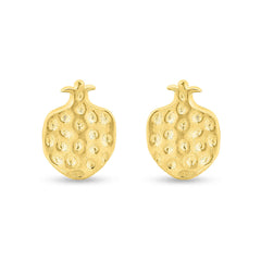 Gold Plated Cutout Pomegranate 925 Sterling Silver Stud Earrings