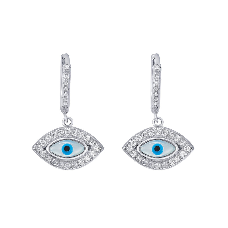 Nipura Sterling Silver Dainty Evil Eye Hoop Earrings