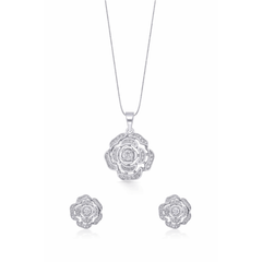 Rose 925 Sterling Silver Pendant Set(without chain)