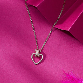 Nipura Rosegold Sterling Silver Cross My Heart Necklace
