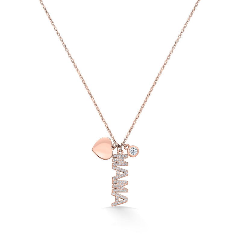 Nipura Rosegold Sterling Silver Love MaMa Necklace(with chain)