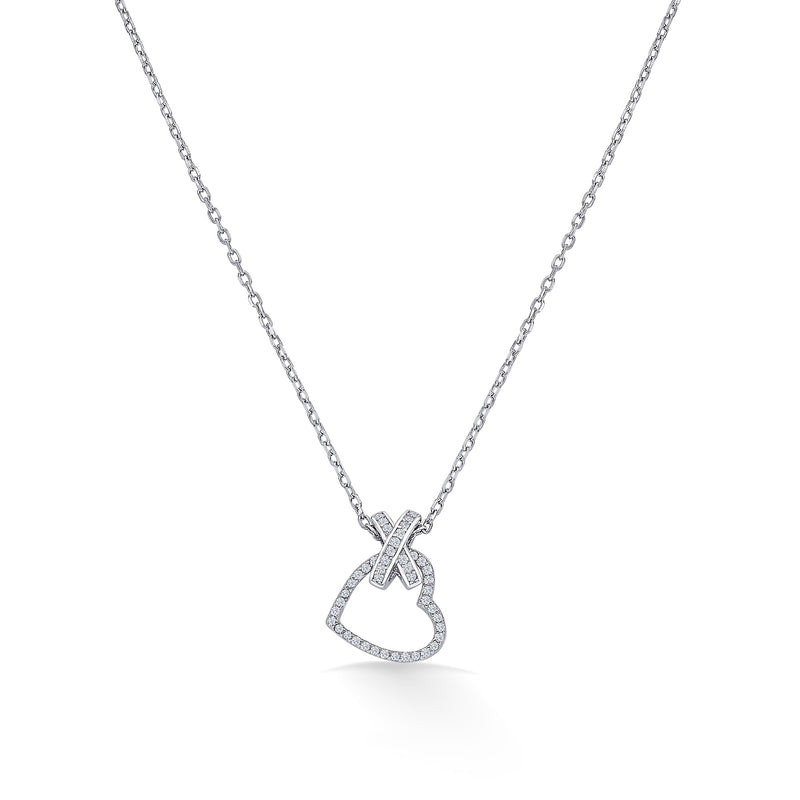 Nipura Sterling Silver Cross My Heart Necklace(with chain)