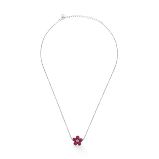 Nipura 925 Silver Pink Azalea Zircon Necklace| Sterling silver | Invisible set jewelry| 925 silver gemstone necklace for women |Fashionable modern jewelry(with chain)