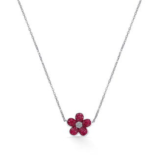 Nipura 925 Silver Pink Azalea Zircon Necklace| Sterling silver | Invisible set jewelry| 925 silver gemstone necklace for women |Fashionable modern jewelry(with chain)