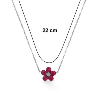Nipura 925 Silver Pink Azalea Zircon Necklace| Sterling silver | Invisible set jewelry| 925 silver gemstone necklace for women |Fashionable modern jewelry(with chain)