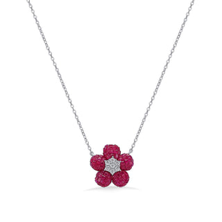 Nipura 925 Silver Pink Freesia Zircon Necklace| Sterling silver | Invisible set jewelry| 925 silver gemstone necklace for women |Fashionable modern jewelry(with chain)