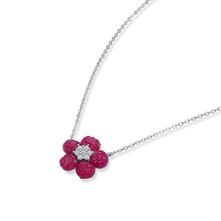 Nipura 925 Silver Pink Freesia Zircon Necklace| Sterling silver | Invisible set jewelry| 925 silver gemstone necklace for women |Fashionable modern jewelry(with chain)