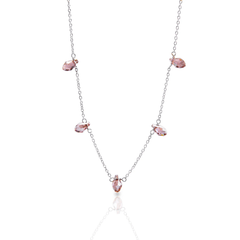 Rose Austrian Crystal 925 Sterling Silver Necklace