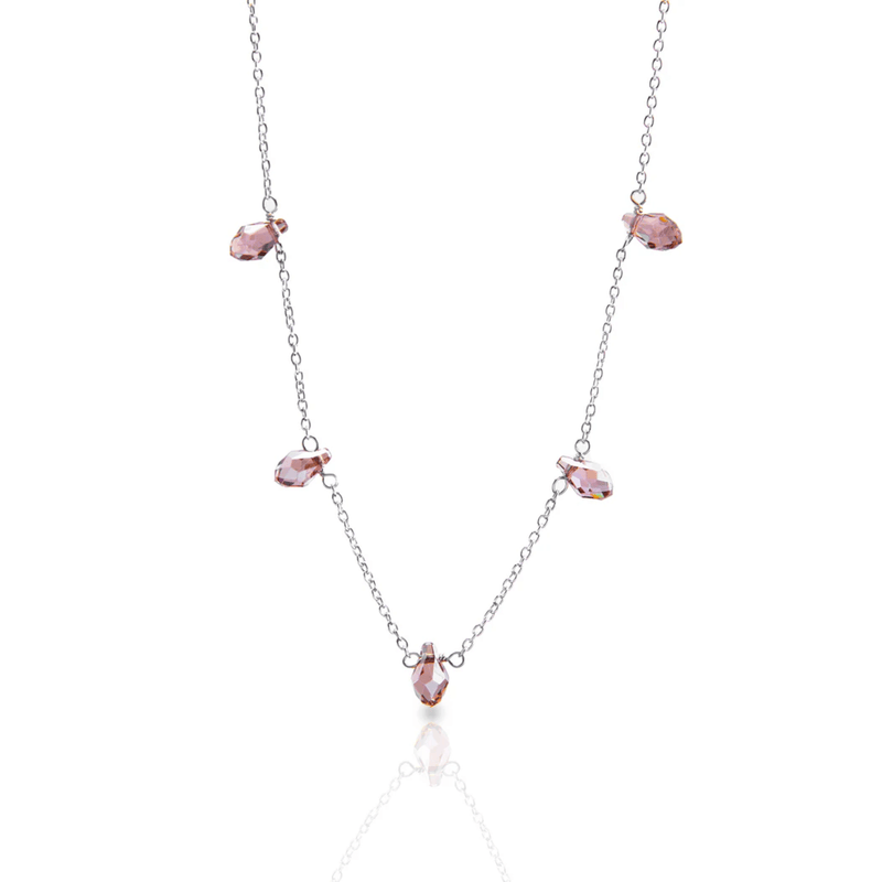 Nipura Silver Rose Austrian Crystal Necklace